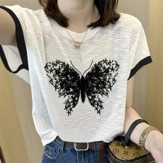 批发爆款重工蝴蝶亮片圆领短袖<b class='q'>T</b><b class='q'>恤</b>女2026夏季新款时尚减龄设计感体恤