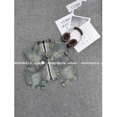 批发甜酷风宽松牛仔马甲女装秋装潮牌拉链短款百搭马夹设计感背心上衣