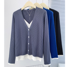 批发2025大码女装秋冬新款假两件针织衫胖妹妹mm毛衣开衫<b class='q'>小外套</b>上衣潮