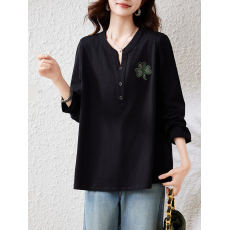 批发实拍女装减龄衬衫胖妈妈洋气宽松打底衫<b class='q'>时尚</b>显瘦秋装T恤上衣