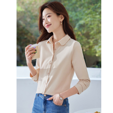 批发实拍双面绒翻领长袖衬衣打底衫女秋季德绒修身上衣时尚百搭