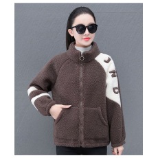 批发<b class='q'>妈妈装</b>仿羊羔绒<b class='q'>外套</b>女冬季新款中老年气质加绒棉衣加厚颗粒绒棉服