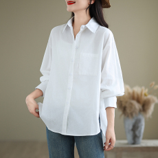批发秋装实拍新款大码女装<b class='q'>长袖</b><b class='q'>衬衫</b>防晒别致设计感上衣