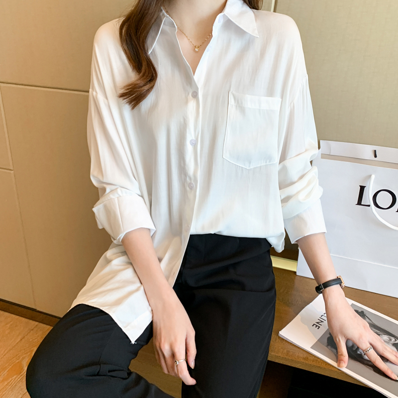 MY16937# 新款女装翻领紫色基础款雪纺衫开衫衬衫打底衫衬衣女裝貨源服...