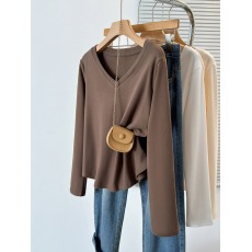 批发实拍2026春装新款<b class='q'>胖</b><b class='q'>mm</b>百搭洋气小心机早秋加厚正肩长袖打底