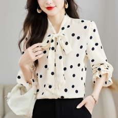 批发圆点<b class='q'>衬衣</b>女2026新款春装时尚气质上衣黑色波点<b class='q'>长袖</b>百搭雪纺<b class='q'>衬衫</b>