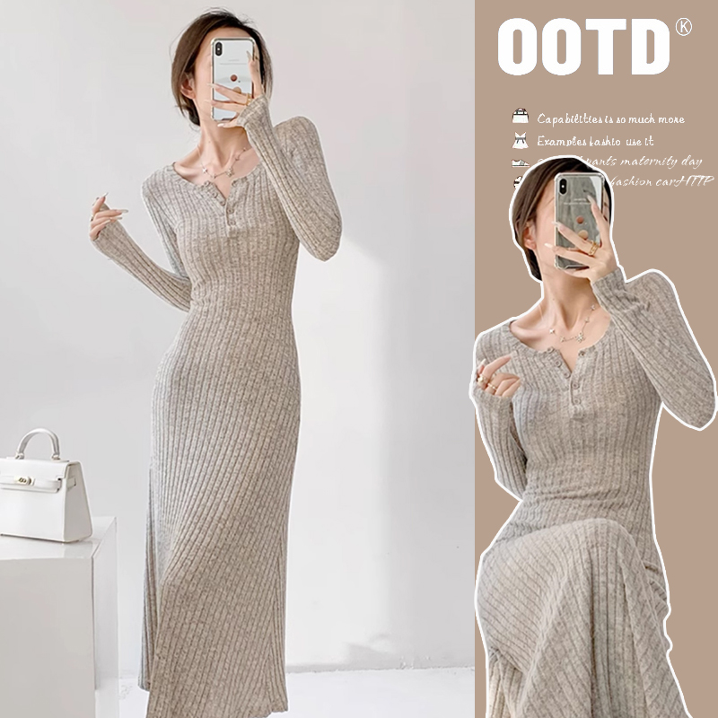 2026 가을 겨울 임산부 프랑스식 연삭 구덩이 기사 인사이드 가져 가라. 열기 버클 롱 스커트