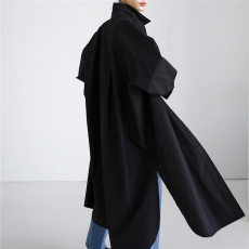 批发2026早春<b class='q'>韩国</b>chic慵懒风立领单排扣休闲中长款<b class='q'>风衣</b>外套M-4XL200斤