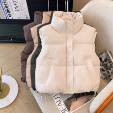 批发实拍实价大码女装新年穿搭时尚立领棉马甲百搭休闲宽松坎肩外套