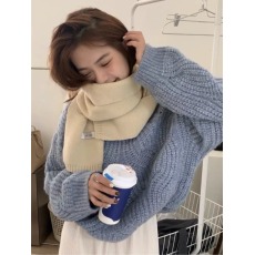 批发很仙的蓝色软糯麻花毛衣女2025秋冬宽松慵懒风外穿甜美温柔日系