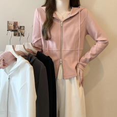 批发实拍2026春季新款胖mm大码女显瘦休闲时尚连帽开衫上衣卫衣潮