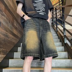 批发水洗阔腿牛仔短裤男士夏季薄款2024年新款直筒宽松休闲五分中裤子