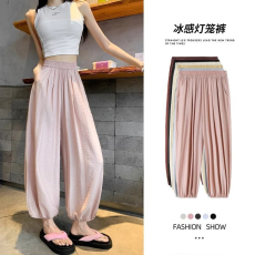 批发韩国外贸韩版奶奶裤女新款肌理感防晒宽松小个子冰丝凉凉灯笼裤