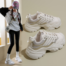 批发2024秋季新款<b class='q'>韩版</b>透气老爹鞋女ins学生休闲鞋女厚底跑步鞋小白鞋