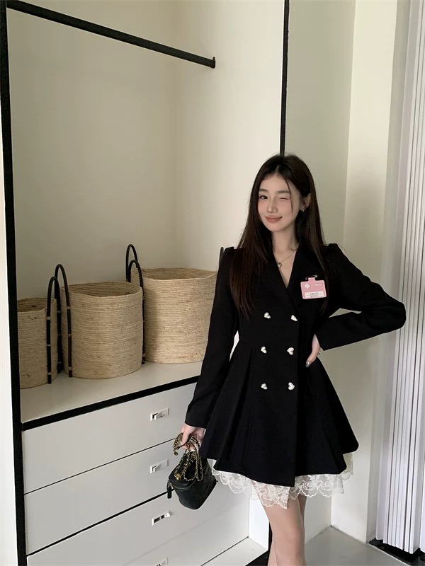 학원 스타일 나비 매듭 여성 드레스 가을 고급 센스 품격 치마 지방 mm 허리 수축 슬림해 보이는 정장 치마