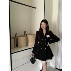 批发学院风蝴蝶结连衣裙<b class='q'>女</b>秋季高级感气质裙子胖mm收腰显瘦<b class='q'>西装</b>裙