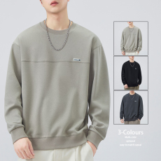 批发男士翻领长袖秋冬新款重磅卫衣圆领无帽限价69