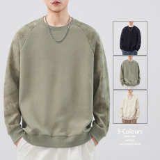 批发2025春季男士翻领长袖秋冬新款重磅卫衣圆领无帽