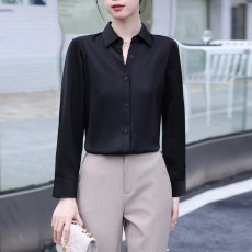 批发实拍2026春装新款长袖上衣缎面<b class='q'>衬衫</b>女设计感雪纺衫职业面试<b class='q'>衬衣</b>