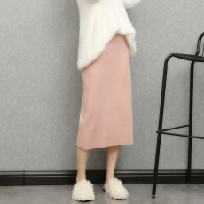 批发小脏粉优雅针织半身裙女秋冬季加厚<b class='q'>甜美</b>显瘦韩系包臀裙子潮