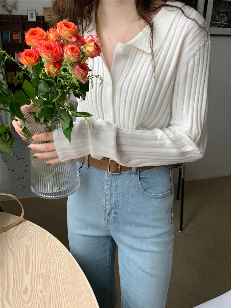 폴드 칼라 가디건 상세 이미지 15