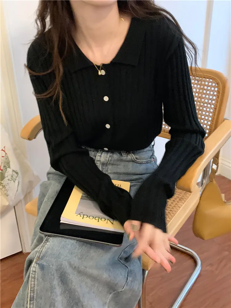 폴드 칼라 가디건 상세 이미지 23