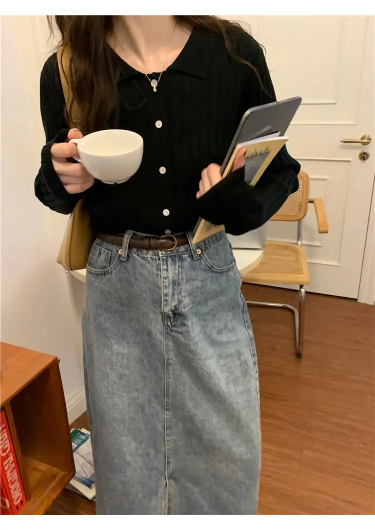 폴드 칼라 가디건 상세 이미지 24