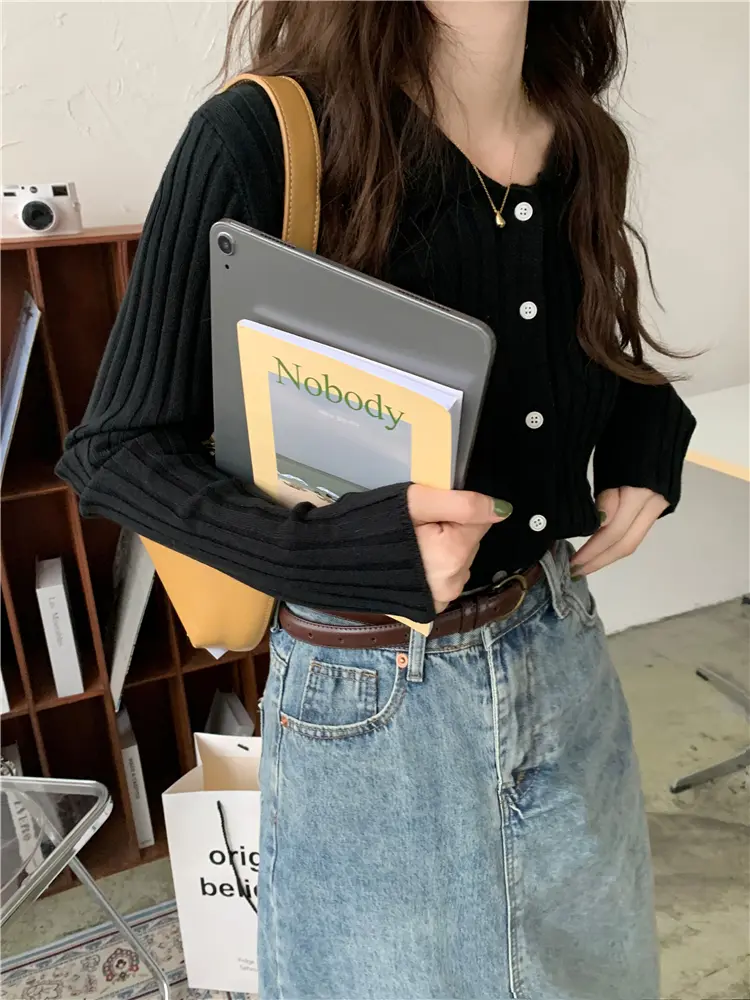 폴드 칼라 가디건 상세 이미지 25
