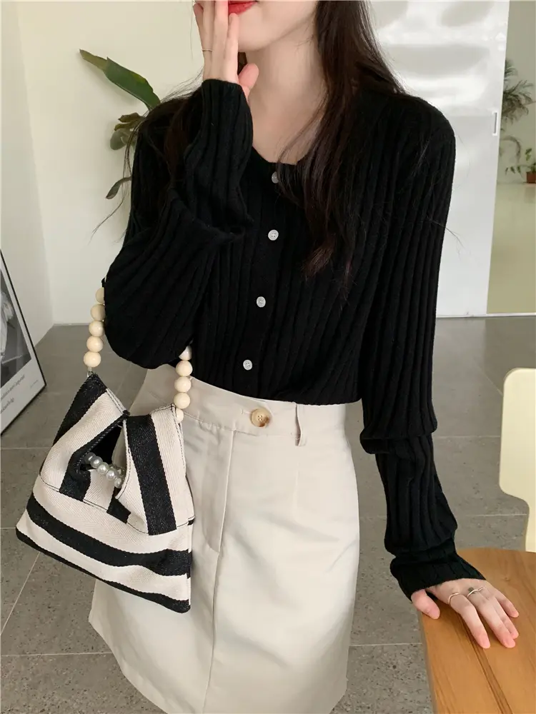 폴드 칼라 가디건 상세 이미지 29