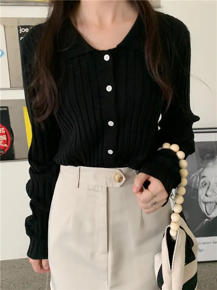 폴드 칼라 가디건 상세 이미지 31
