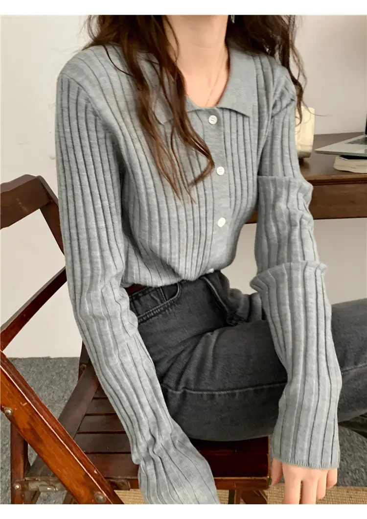폴드 칼라 가디건 상세 이미지 36