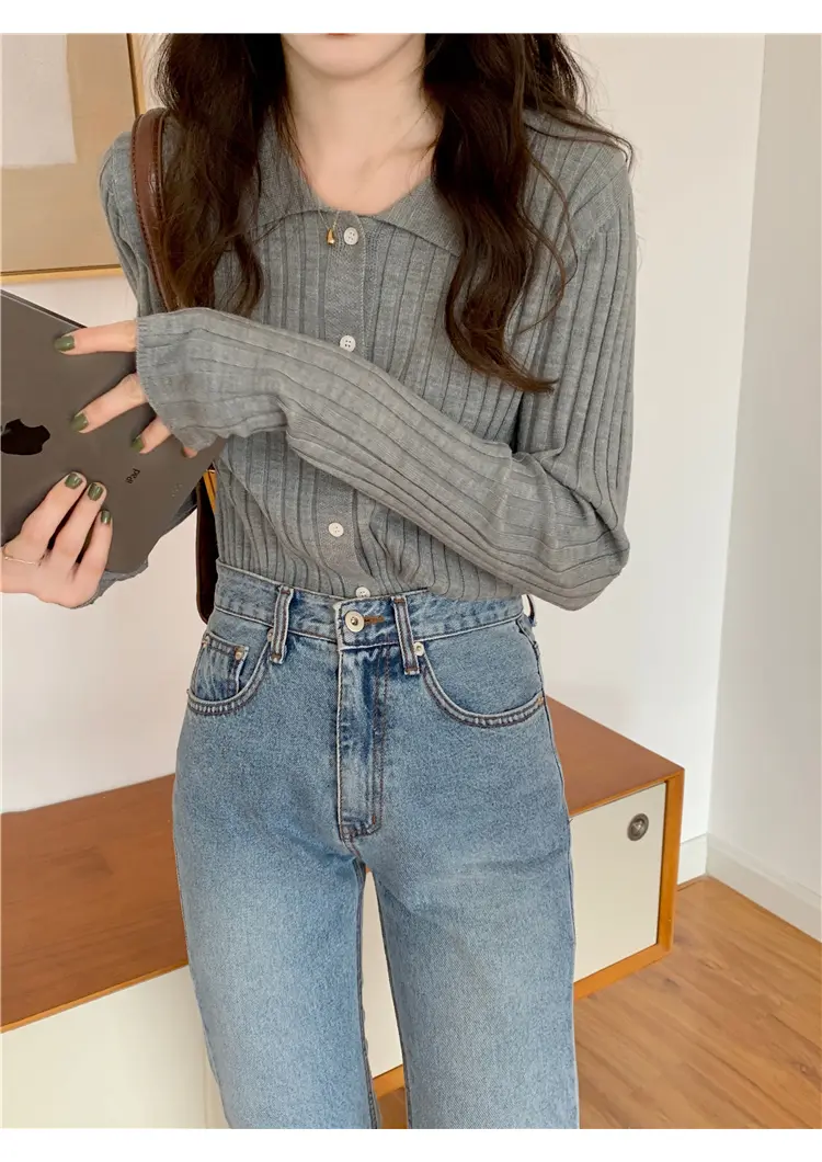 폴드 칼라 가디건 상세 이미지 38