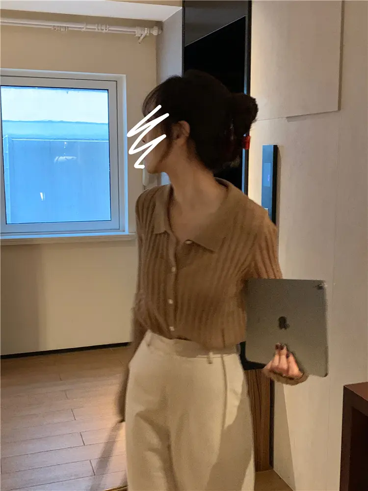 폴드 칼라 가디건 상세 이미지 43
