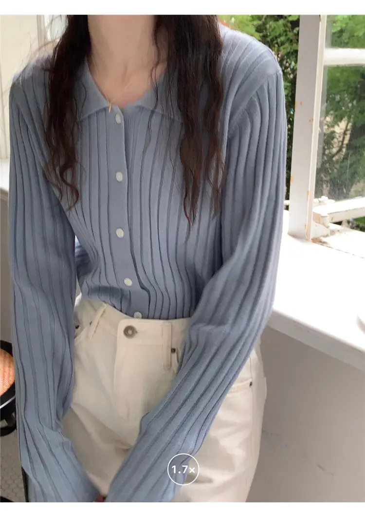 폴드 칼라 가디건 상세 이미지 46