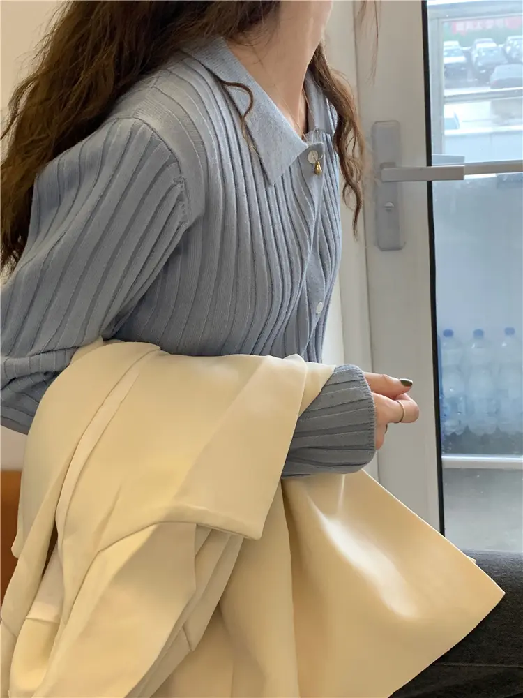 폴드 칼라 가디건 상세 이미지 47