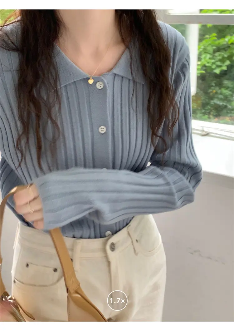 폴드 칼라 가디건 상세 이미지 48