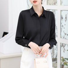 批发实拍<b class='q'>真丝</b>长袖衬衫女2026春季设计感轻熟港风缎面衬衫女士OL衬衣