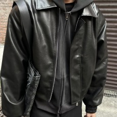 批发网图 凯美拉有垫肩 春秋季PU皮衣外套男痞帅机车服男上衣春装外套