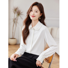批发白色娃娃领内搭短款<b class='q'>衬衫</b><b class='q'>女</b>春季设计感小众小个子长袖<b class='q'>衬衣</b><b class='q'>女</b>款上衣