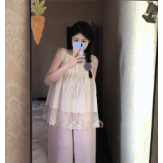 批发有内衬温柔甜美<b class='q'>可爱</b>浅粉色休闲裤女夏天凉爽透气垂感直筒阔腿女