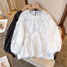 批发实拍2024秋季新款胖MM新中式国复古减龄提花风斜襟雪纺衬衫上衣