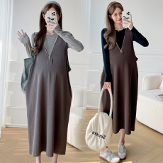 批发<b class='q'>实拍</b> 秋季新品半高领上衣+法式设计感拉链装饰背心裙套装