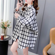 批发官图原版做工粗呢春季新款慵懒风POLO领<b class='q'>衬衫</b>复古小香风外套特价