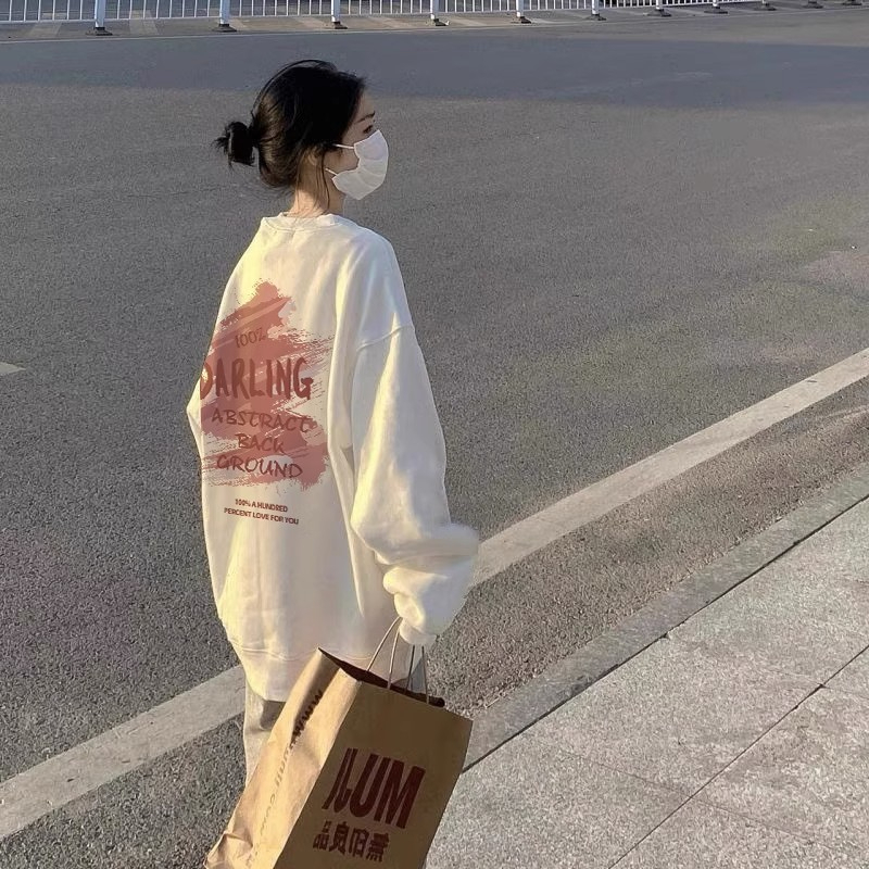 대외 무역 새로운 한국 스타일 작은 대중 캐주얼 커플 후드티 여성 느긋한 바람 디자인 센스 패션 다용도 맨위