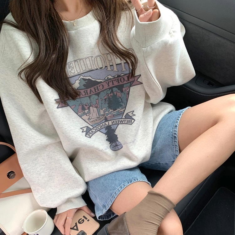 원본 대외 무역 새로운 한국 스타일 작은 대중 캐주얼 커플 후드티 여성 느긋한 바람 디자인 센스 패션 다용도 섹션