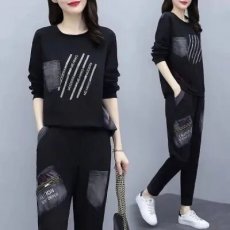 批发2026胖mm春秋新款<b class='q'>大码</b>宽松休闲印花套装女韩版休闲<b class='q'>运动服</b>两件套潮