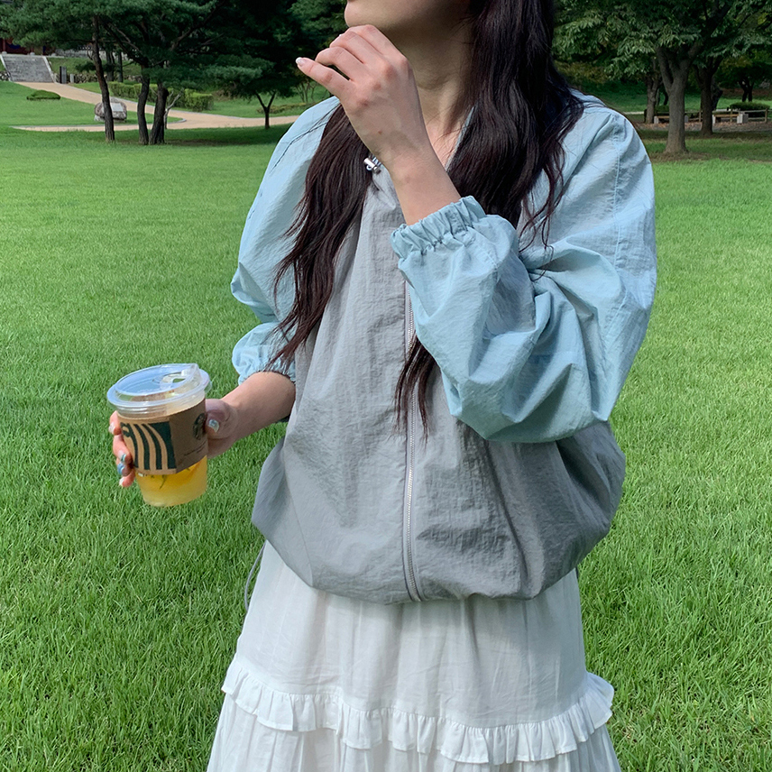 크기 있음 업데이트 ins 보 주님 섹션 부서 미니멀리즘 신선함 펌프 로프 배색 긴팔 얇고 가벼운 재킷 패치워크 색상 재킷