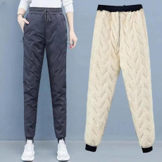 批发羊羔绒防水棉裤冬季男女同款外穿高腰显瘦大码加绒加厚保暖打底