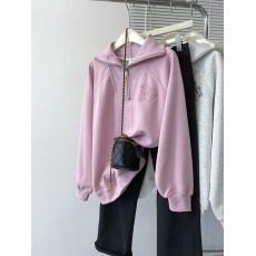 批发实拍华棉复合320克2025春秋薄款刺绣花拉链长袖上衣大码<b class='q'>女装</b>200斤