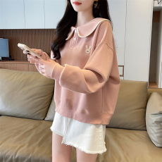 批发实拍华夫格<b class='q'>大码</b><b class='q'>女装</b>春秋薄长袖卫衣女韩版宽松显瘦设计感上衣网红